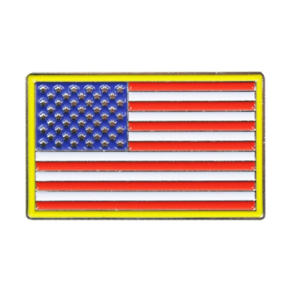 American Flag Enamel Pin - Gold Fringe - Patriotic USA Honor Symbol Apparel NWT